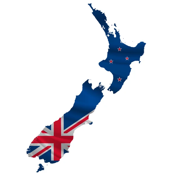 New zealand Flagge Karte Symbol — Stockvektor